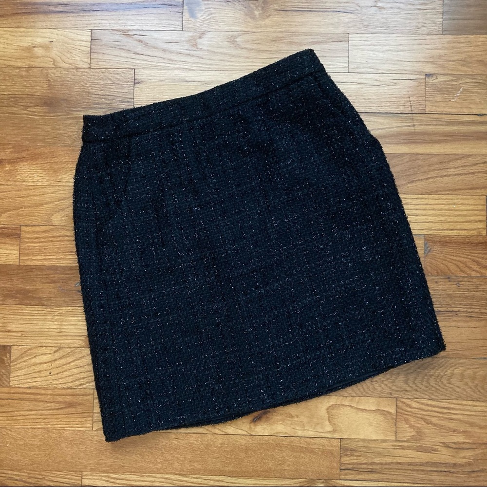 Black Shimmer Tweed Pocket Mini Skirt